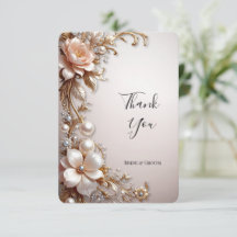 Soft Pink and White Flowers Thank You Card