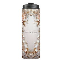 Soft Pink and White Flowers Thermal Tumbler