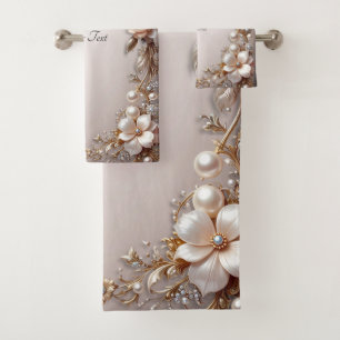 Soft Pink and White Flowers Towel Set
