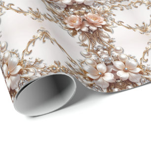 Soft Pink and White Flowers Wrapping Paper