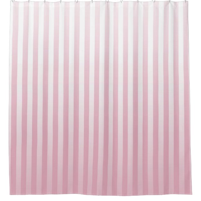 Soft Pink and White Gradated Stripes Shower Curtain (Front)