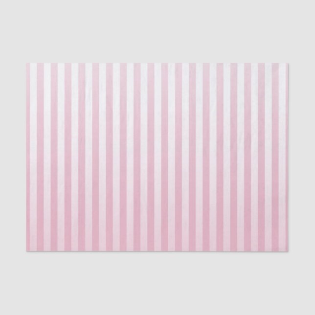 Soft Pink and White Gradated Stripes Tissue Paper (Front)