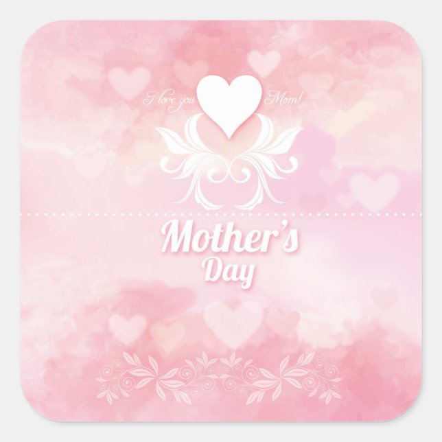 Soft Pink and White Mother's Day Sticker (Front)
