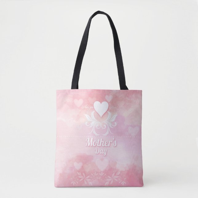 Soft Pink and White Mother's Day Tote Bag (Front)