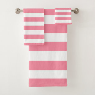 Soft Pink and White Stripes  Bath Towel Set