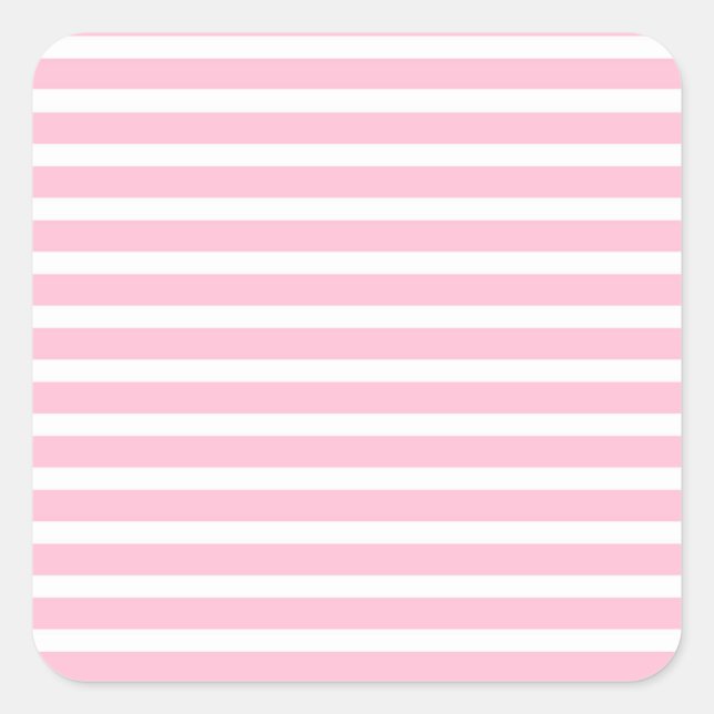 Soft Pink and White Stripes Square Sticker (Front)