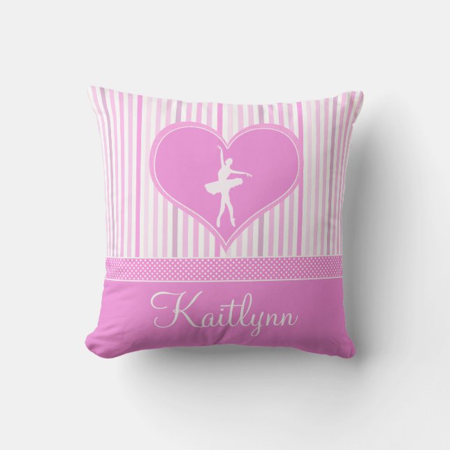 Soft Pink and White Stripes w/ Polka Dots Dancer Cushion (Front)