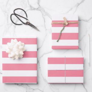 Soft Pink and White Stripes Wrapping Paper Sheet