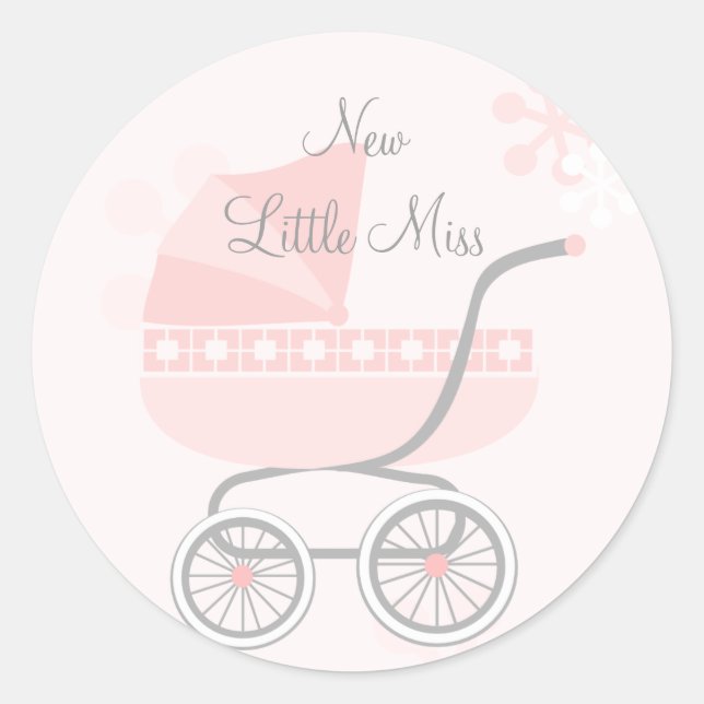 Soft Pink Baby Buggy Classic Round Sticker (Front)