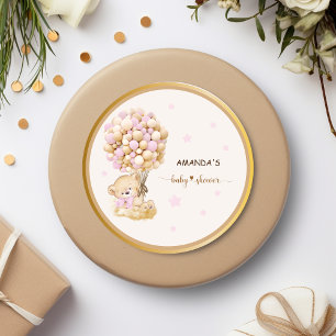 Soft Pink Baby Girl Teddy Bear Classic Round Sticker