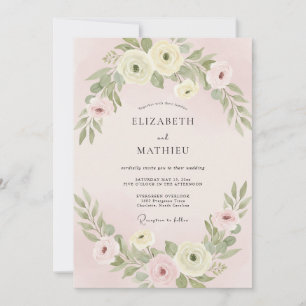 Soft Pink Bloom Wedding Invitation