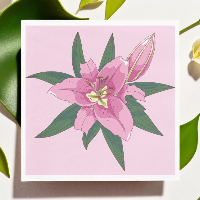 Soft Pink Blooming Lily  Napkin (Soft Pink Blooming Lily Napkins)