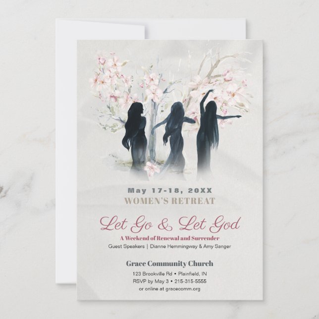 Soft Pink Blossom Women's Church Retreat  Invitation (Front)