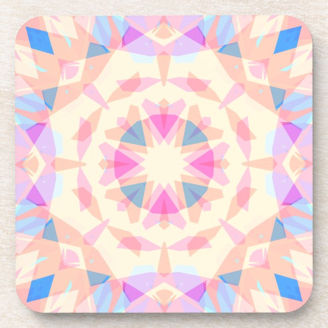 Soft Pink Blue Magic Star Halloween Rainbow Decor Coaster (Front)