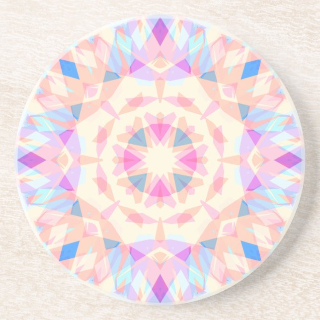 Soft Pink Blue Magic Star Halloween Rainbow Decor Coaster (Front)
