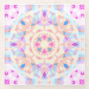 Soft Pink Blue Magic Star Halloween Rainbow Decor Glass Coaster