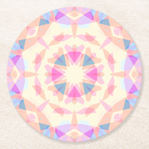 Soft Pink Blue Magic Star Halloween Rainbow Decor Round Paper Coaster