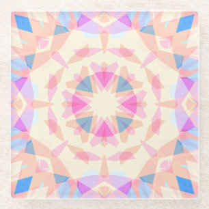 Soft Pink Blue Magic Star Pastel Eclectic Decor Glass Coaster