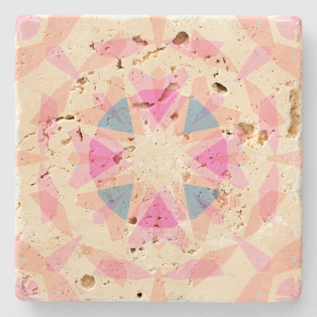Soft Pink Blue Magic Star Pastel Eclectic Decor Stone Coaster (Front)