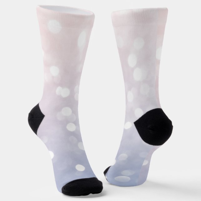 Soft Pink Blue Pastel sparkly bokeh Abstract Socks (Angled)