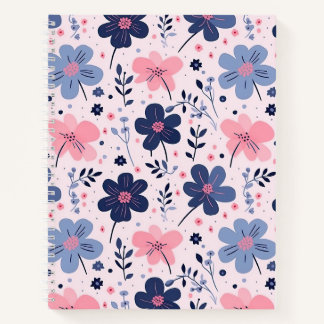 Soft Pink Blue Wildflower Meadow Aesthetic Notebook