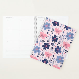 Soft Pink Blue Wildflower Meadow Aesthetic Planner