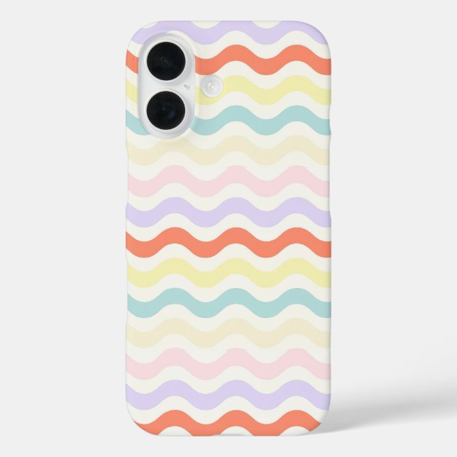 Soft Pink Blue Yellow Wavy Stripes Aesthetic Nurse Case-Mate iPhone Case (Back)