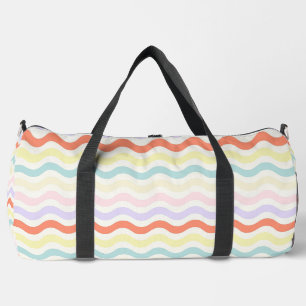 Soft Pink Blue Yellow Wavy Stripes Aesthetic Nurse Duffle Bag