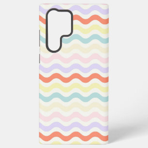 Soft Pink Blue Yellow Wavy Stripes Aesthetic Nurse Samsung Galaxy Case