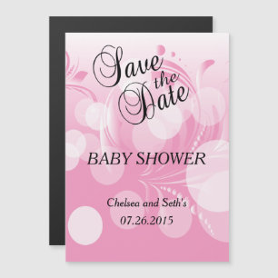 Soft Pink Bokeh Florid   Baby Girl Shower Magnetic Invitation