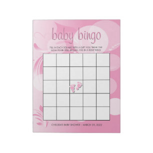 Soft Pink Bokeh Florid Baby Girl Shower Notepad
