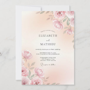 Soft Pink Botanical Romance Wedding Invitation