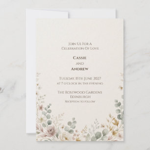 Soft Pink Botanical Wedding Invitation