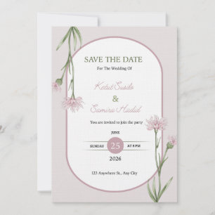 Soft Pink Botanical Wedding Invitation