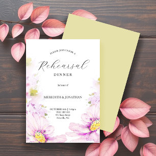Soft Pink Botanical Wedding Rehearsal Dinner Invitation