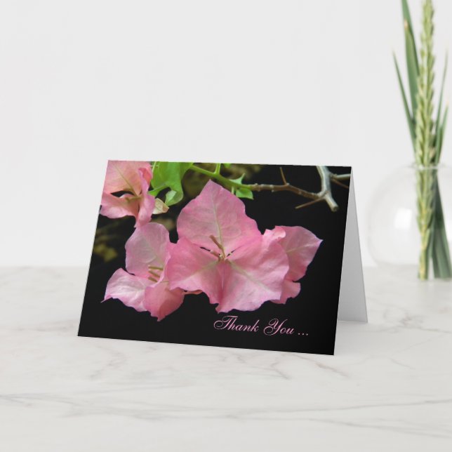 Soft Pink Bouganvilla Thank You Card (Front)