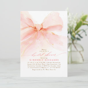 Soft Pink Bow Elegant Bridal Shower Invitation