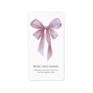 Soft Pink Bow Girl Baby Shower Return Address Label