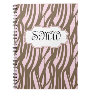 Soft Pink + Brown Monogram Frame Journal Notebook