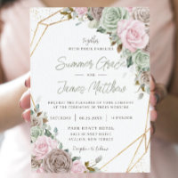 Soft Pink Brown Sage Green Floral Gold Wedding