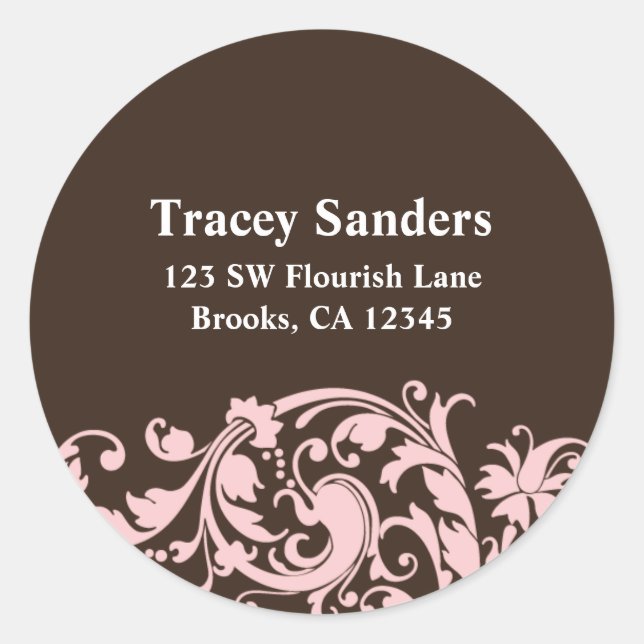 Soft Pink & Brown Swirl Custom Address Label (Front)