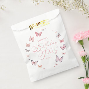 Soft Pink Butterfly Birthday Party Favour Bags