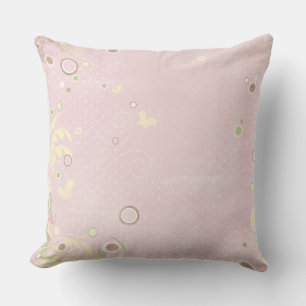 Soft Pink Butterfly Dots Throw Pillow