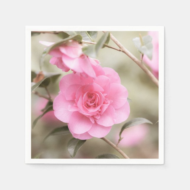 Soft Pink Camellia Flower  Napkin (Front)