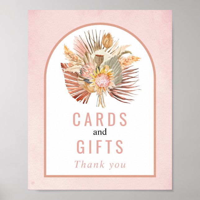Soft pink cards and gifts fall wedding poster (Front)