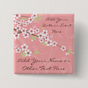 Soft Pink Cherry Blossom 15 Cm Square Badge