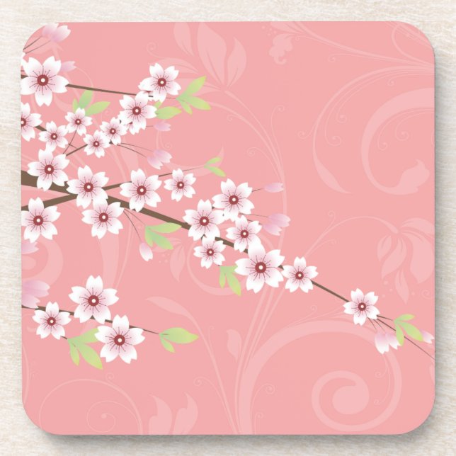 Soft Pink Cherry Blossom Coaster (Front)