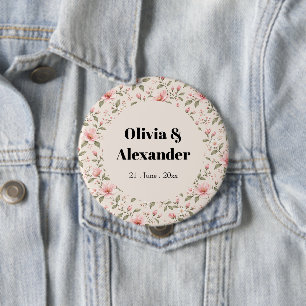 Soft Pink Cherry Blossom Floral Seamless Pattern 10 Cm Round Badge