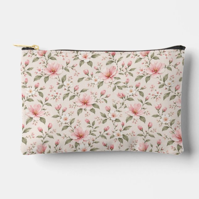 Soft Pink Cherry Blossom Floral Seamless Pattern Accessory Pouch (Front)