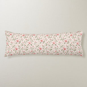 Soft Pink Cherry Blossom Floral Seamless Pattern Body Cushion